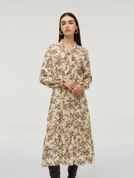 19 Momme Mulberry Silk Floral Printed Women Midi Dress