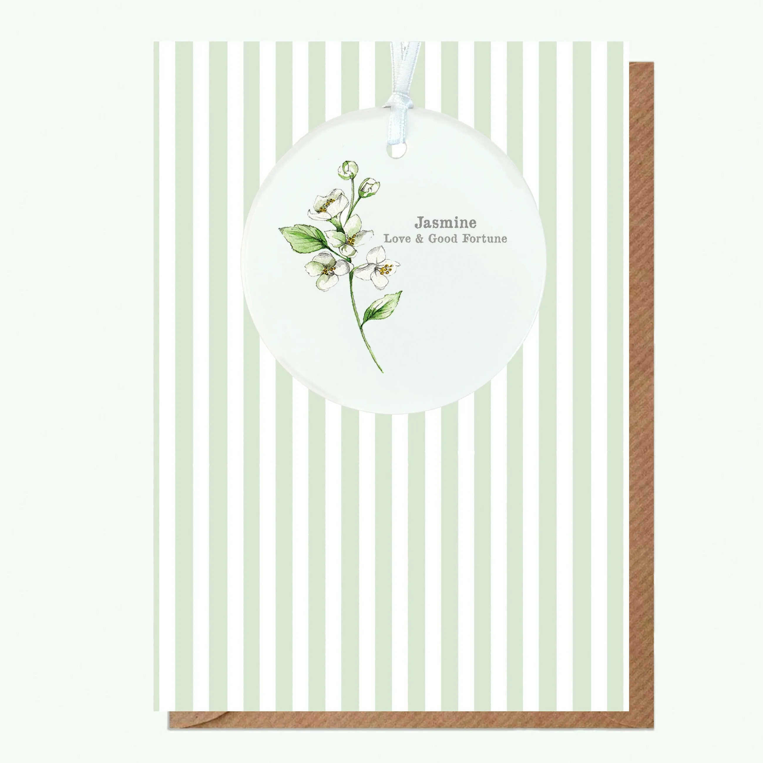 A6 Greeting Card with Ceramic Keepsake - Flowers Jasmine