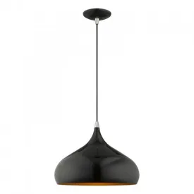 AMADOR 1 LIGHT MINI PENDANT, SHINY BLACK