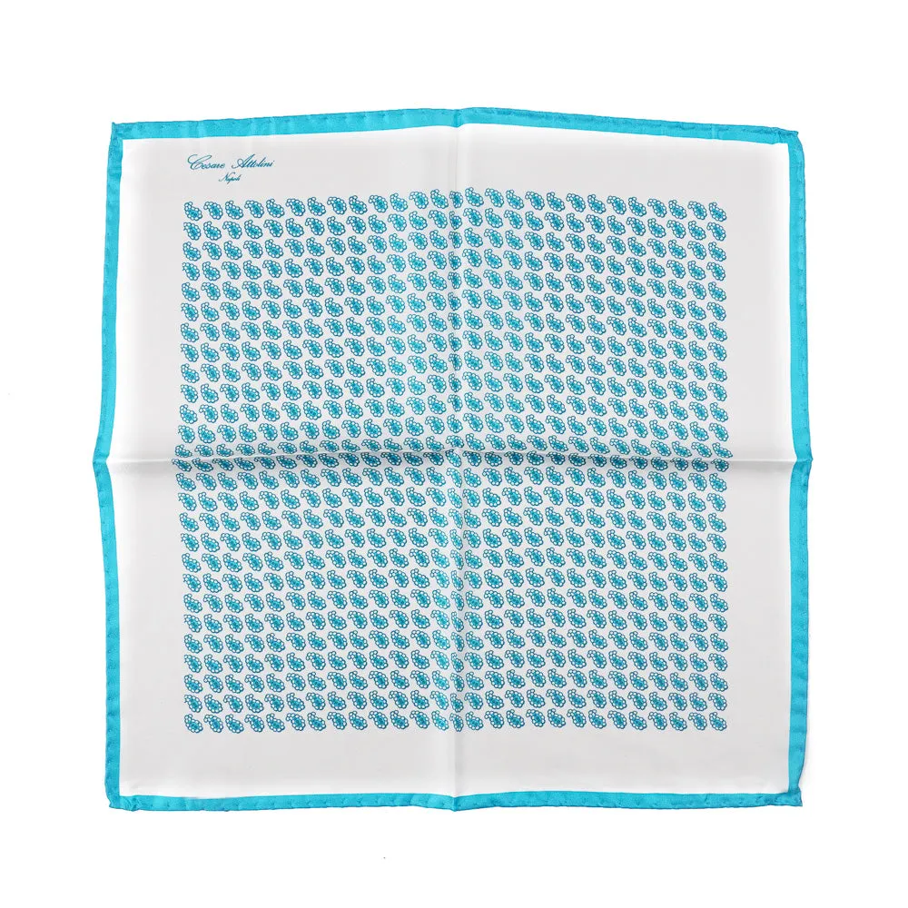 Attolini Paisley Print Silk Pocket Square