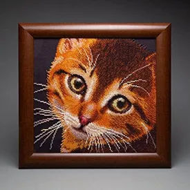 Beadwork kit B-728 "Red kitty", DIY Embroidery Pattern/ Gift Craft kit for her/ House Decor 27x24,5 cm