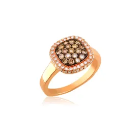 Bellagio Collection Cognac Diamond Pave Square Rose Gold Ring