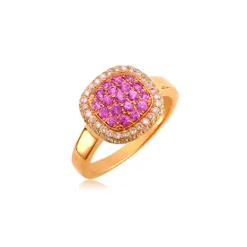 Bellagio Collection Pink Sapphire Pave Square Rose Gold Ring