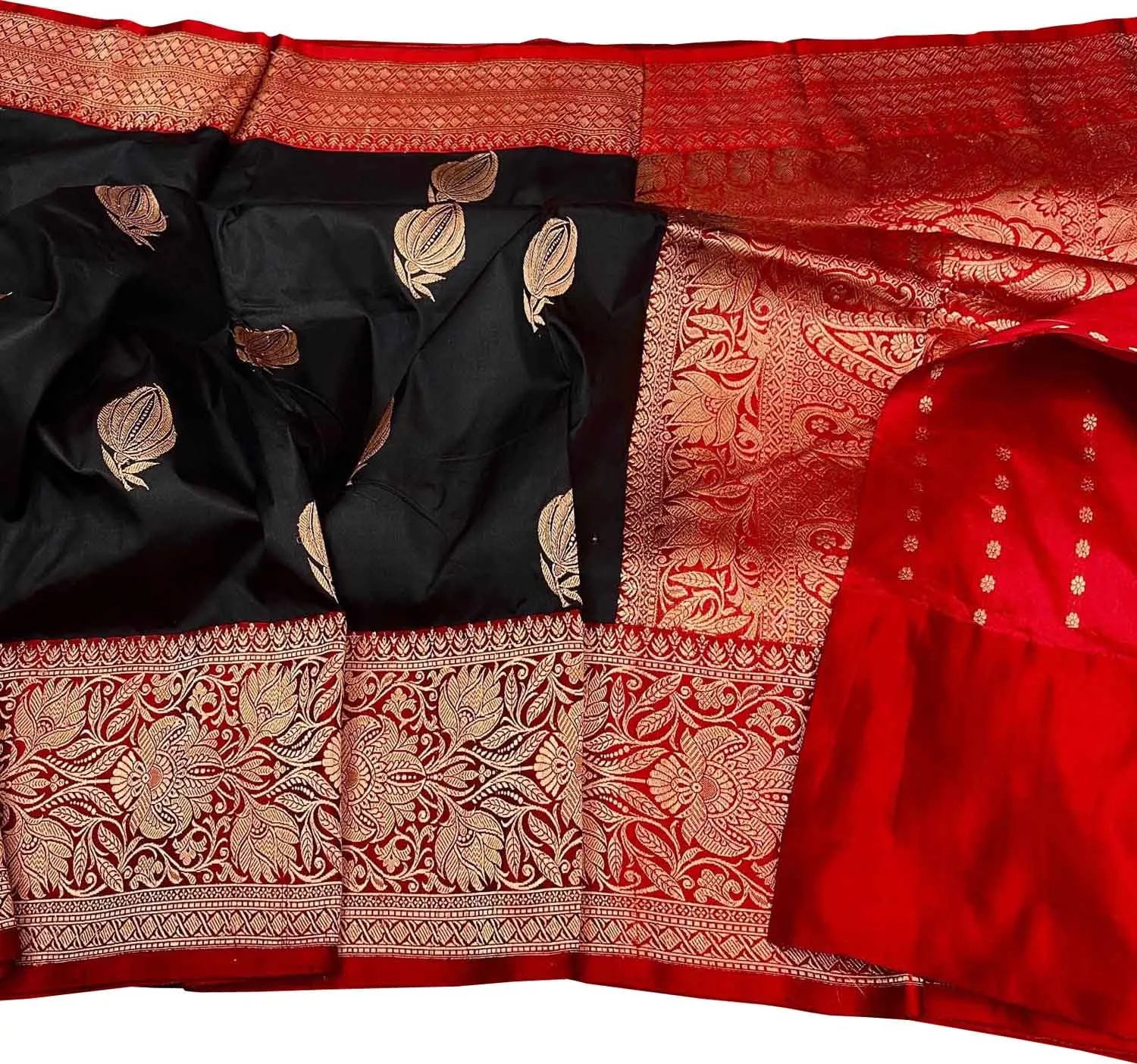 Black Banarasi Handloom Pure Katan Silk Saree