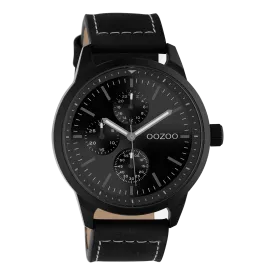 Black OOZOO watch with black leather strap - C10909