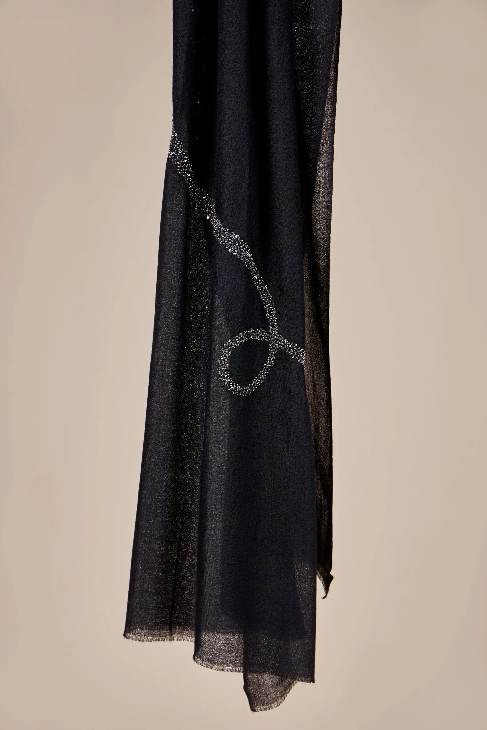 Black Silver Swirl Scarf