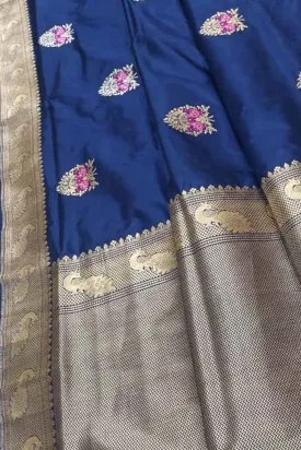 Blue Banarasi Handloom Pure Katan Silk Saree