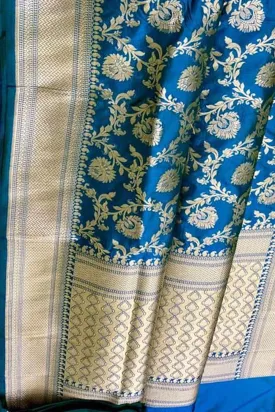 Blue Banarasi Handloom Pure Katan Silk Saree