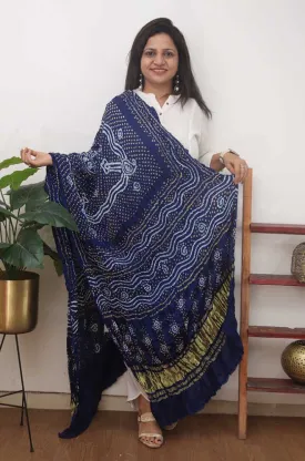 Blue Bandhani Gajji Silk Dupatta