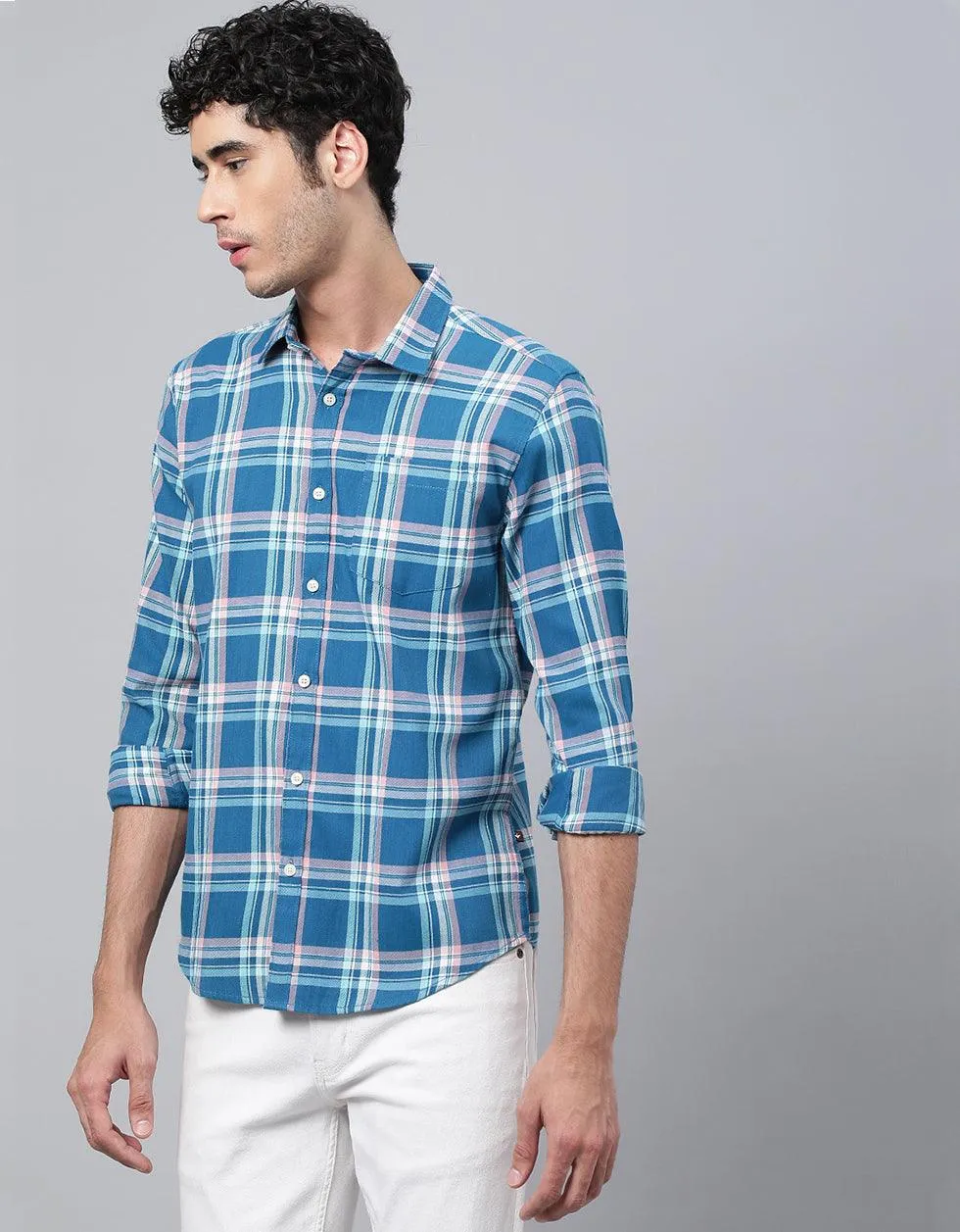 Blue Checks Printed Shirt