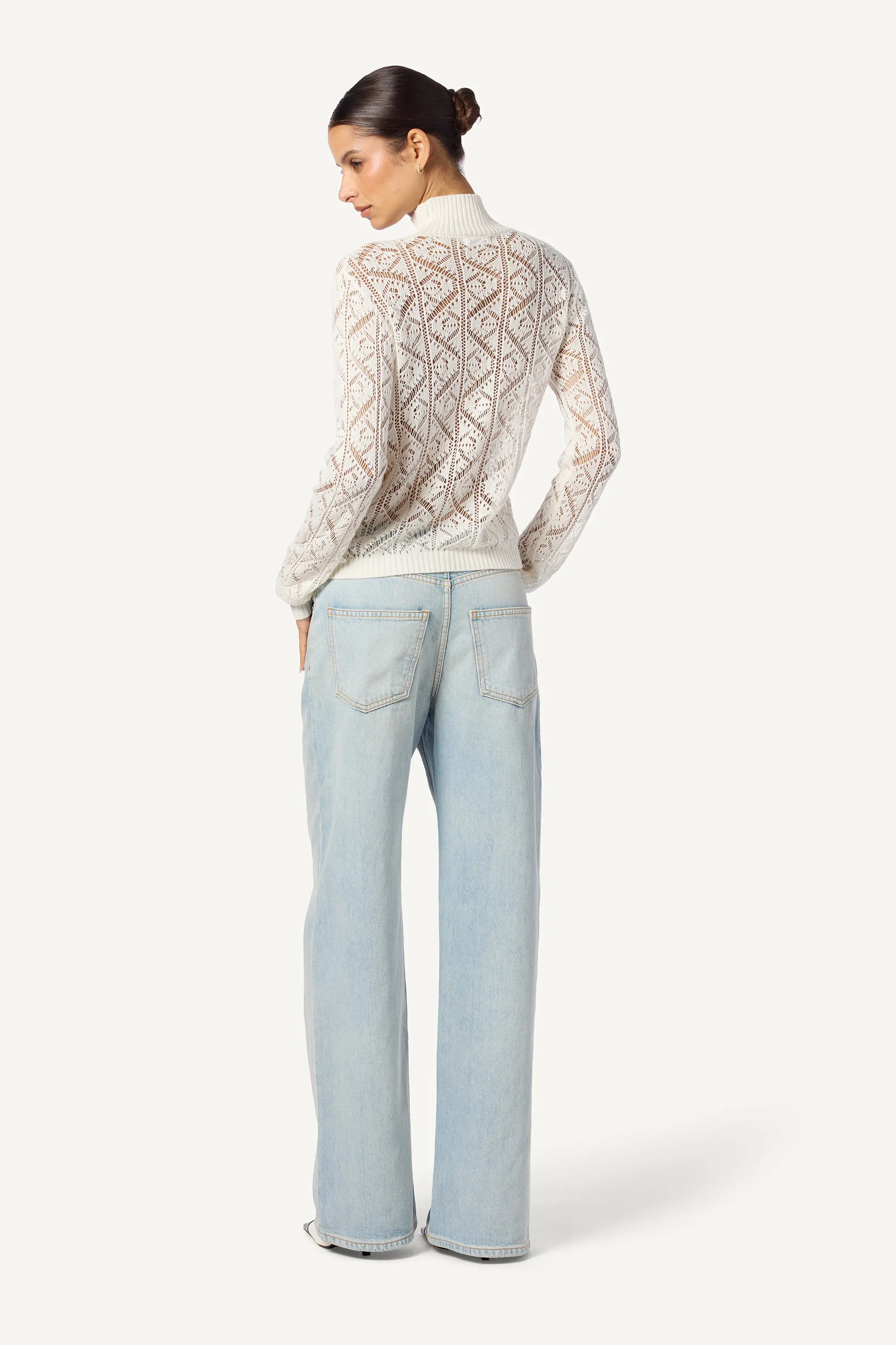 BRIT MOCK NECK LONG SLEEVE TOP | GARDENIA