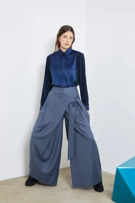 CALI B blue -  wool wrap knotted pants