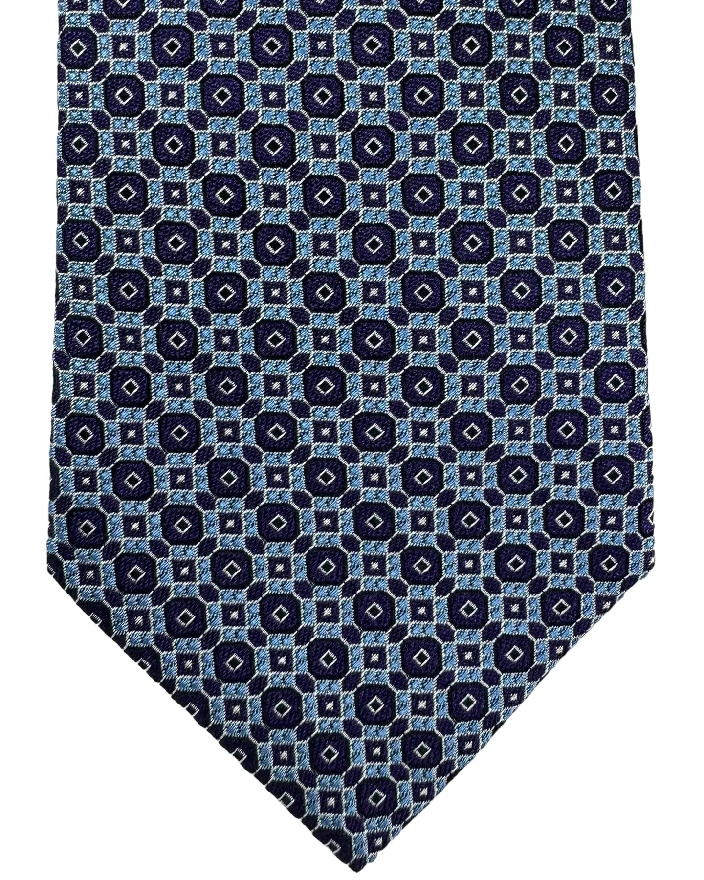 Canali Silk Tie Purple Blue Geometric Pattern