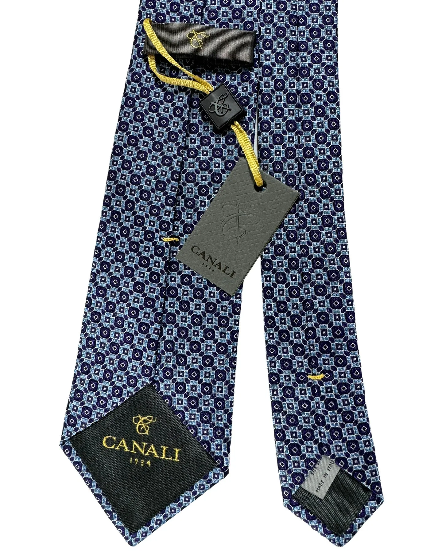 Canali Silk Tie Purple Blue Geometric Pattern