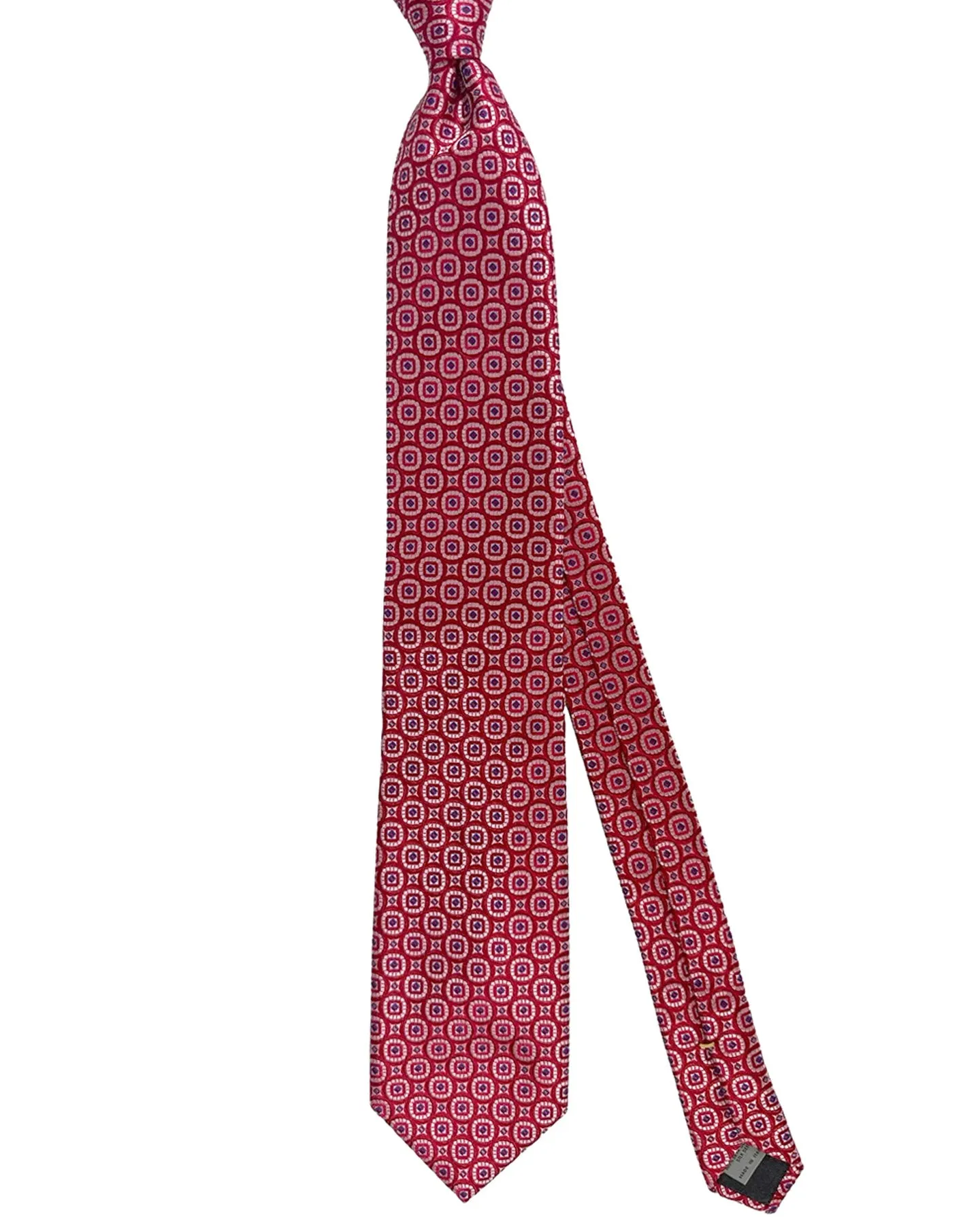Canali Silk Tie Red Medallion Design