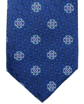 Royal Blue and Purple Medallion Canali Tie - 100% Jacquard Silk