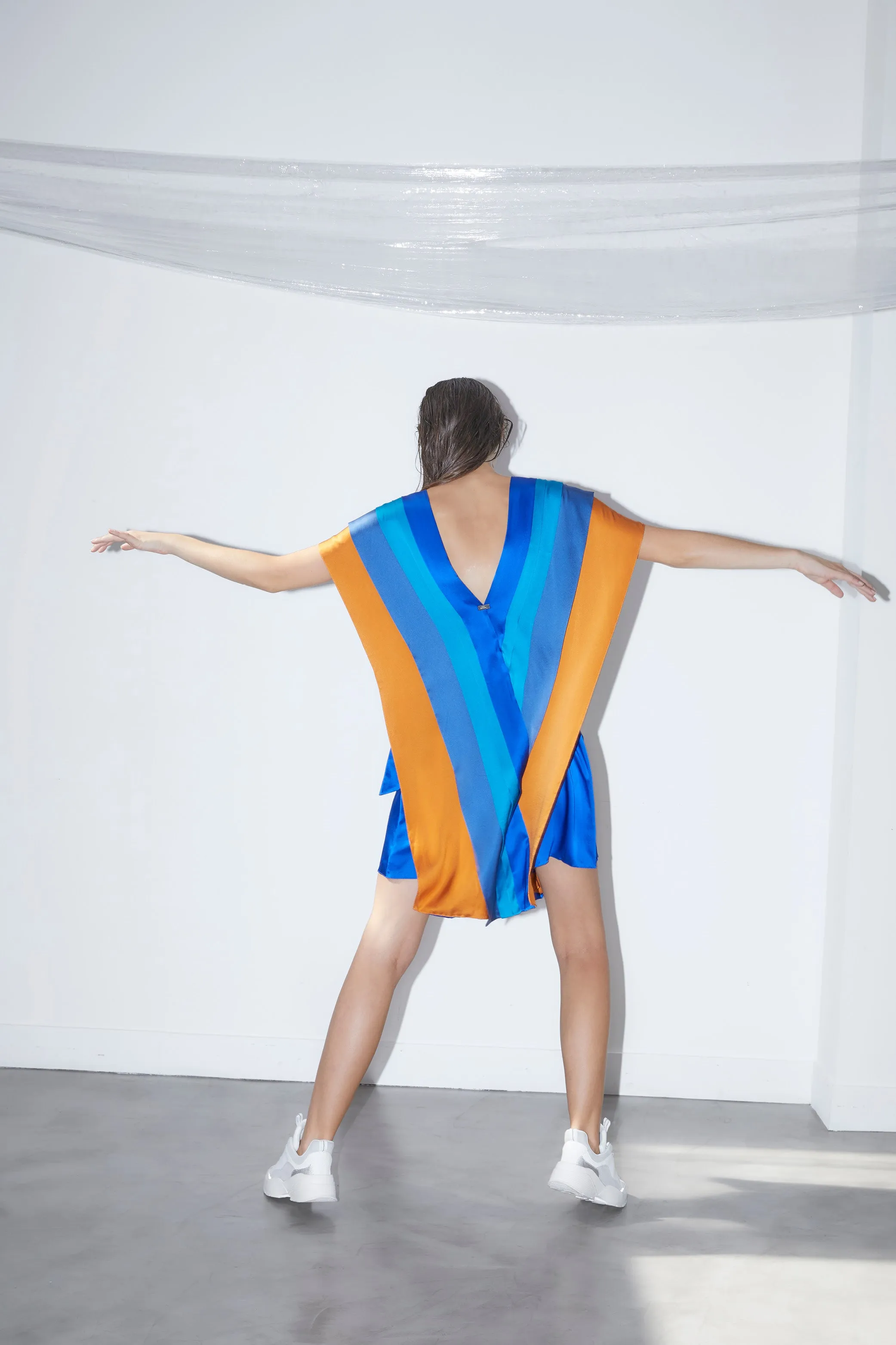 CHAVELA electric blue - silk pleated dress