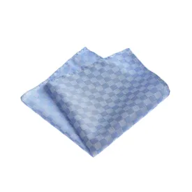 Checked Silk and Cotton-Blend Pocket Square in Light Blue