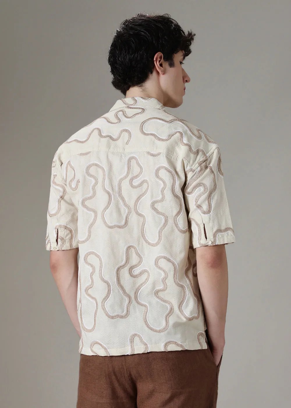 Cream Embroidered Shirt