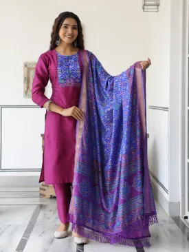 Elegant Dual Tone Purple Kurta Set with Pant and Patola Printed Dupatta