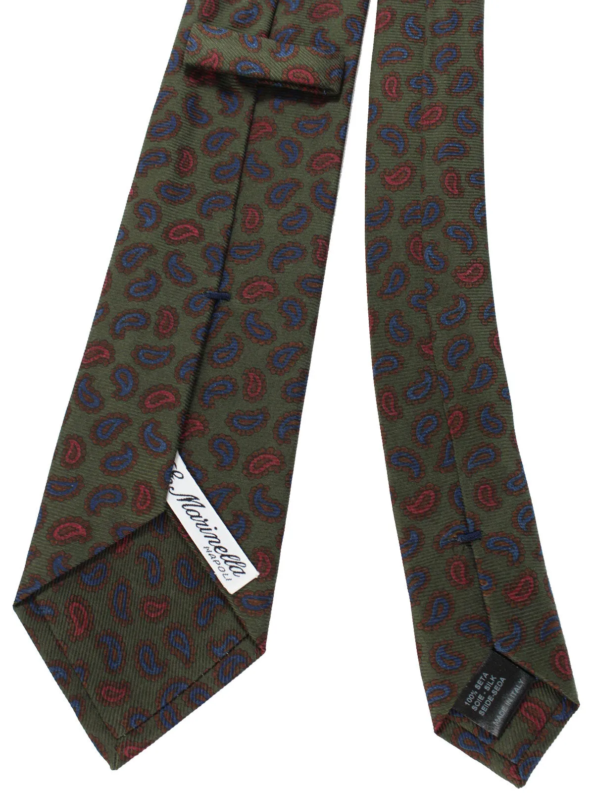 E. Marinella Silk Tie Brown Navy Burgundy Paisley SALE