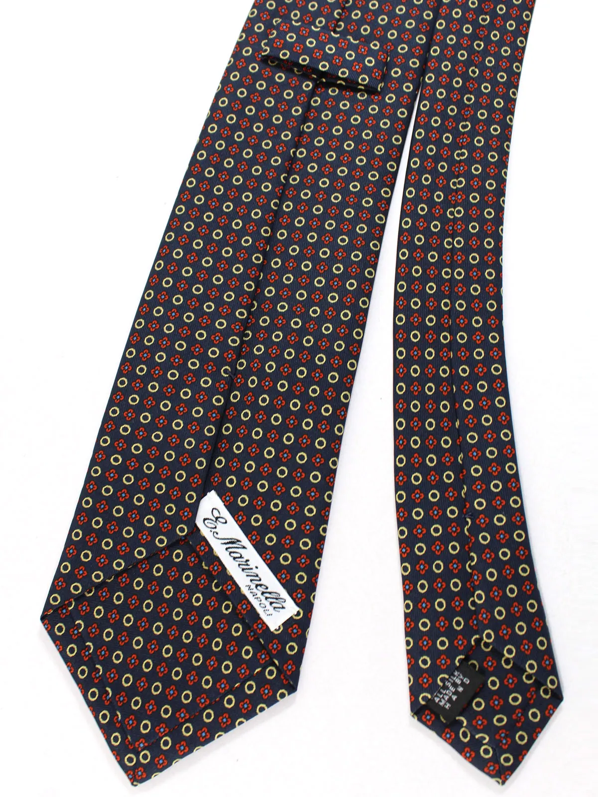 E. Marinella Silk Tie Dark Blue Red Floral