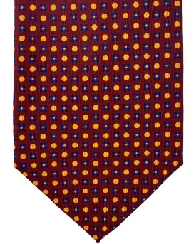 E. Marinella Tie Maroon Dark Blue Peach Mini Geometric Design