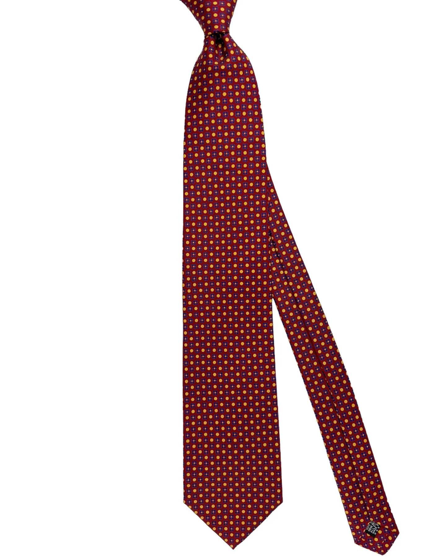 E. Marinella Tie Maroon Dark Blue Peach Mini Geometric Design