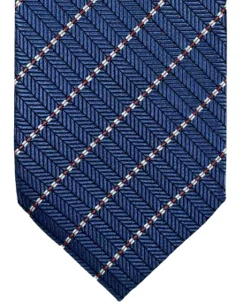 Handmade Dark Blue Striped Ermenegildo Zegna Silk Tie - Made in Italy