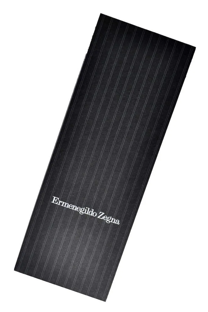 Handmade Dark Blue Striped Ermenegildo Zegna Silk Tie - Made in Italy