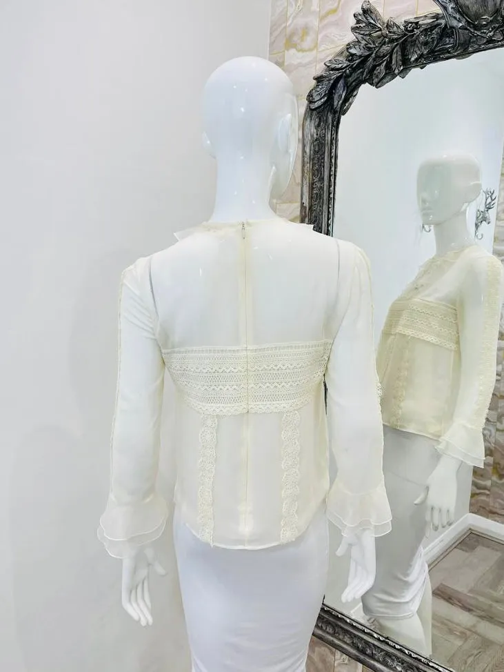 Giambatista Valli Silk & Lace Blouse. Size 38IT
