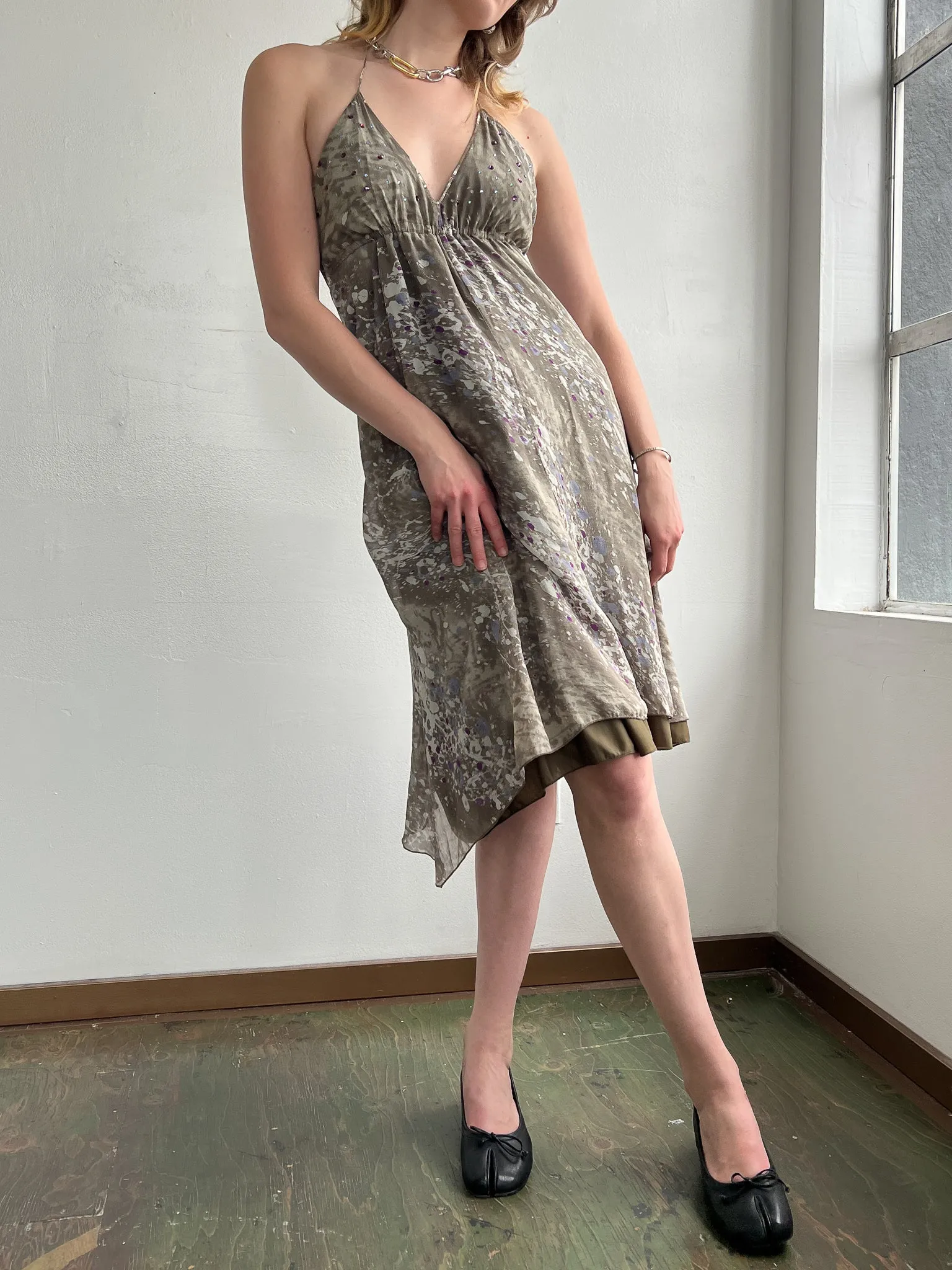 Gray Silk Handkerchief Dress (M)