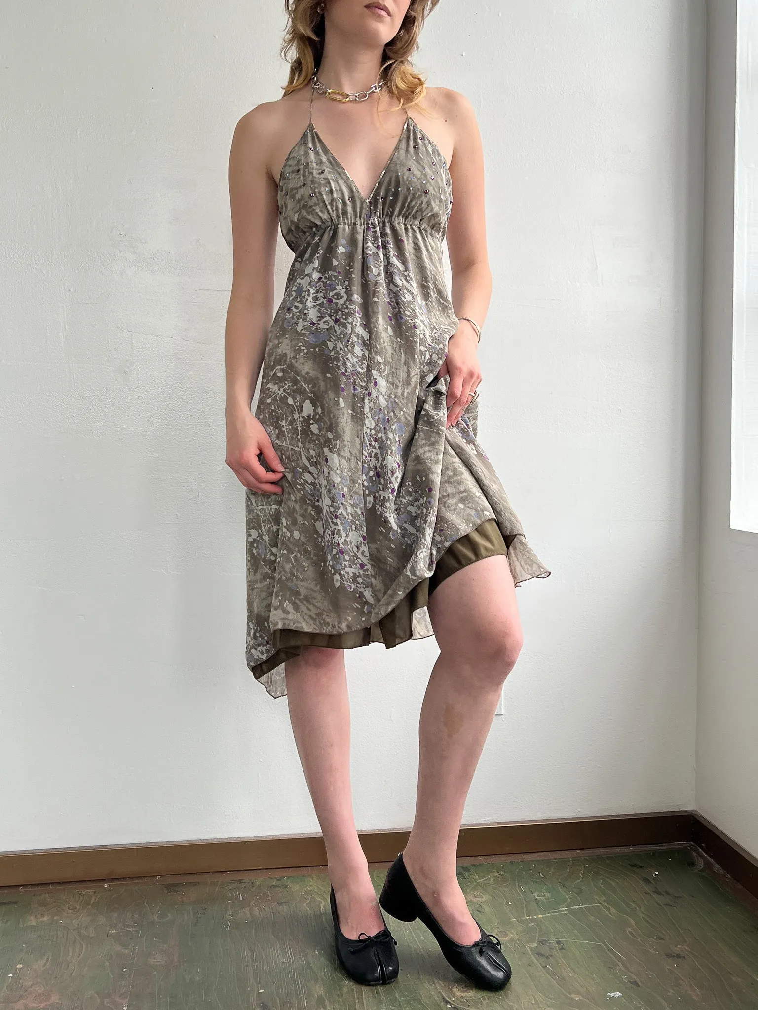 Gray Silk Handkerchief Dress (M)