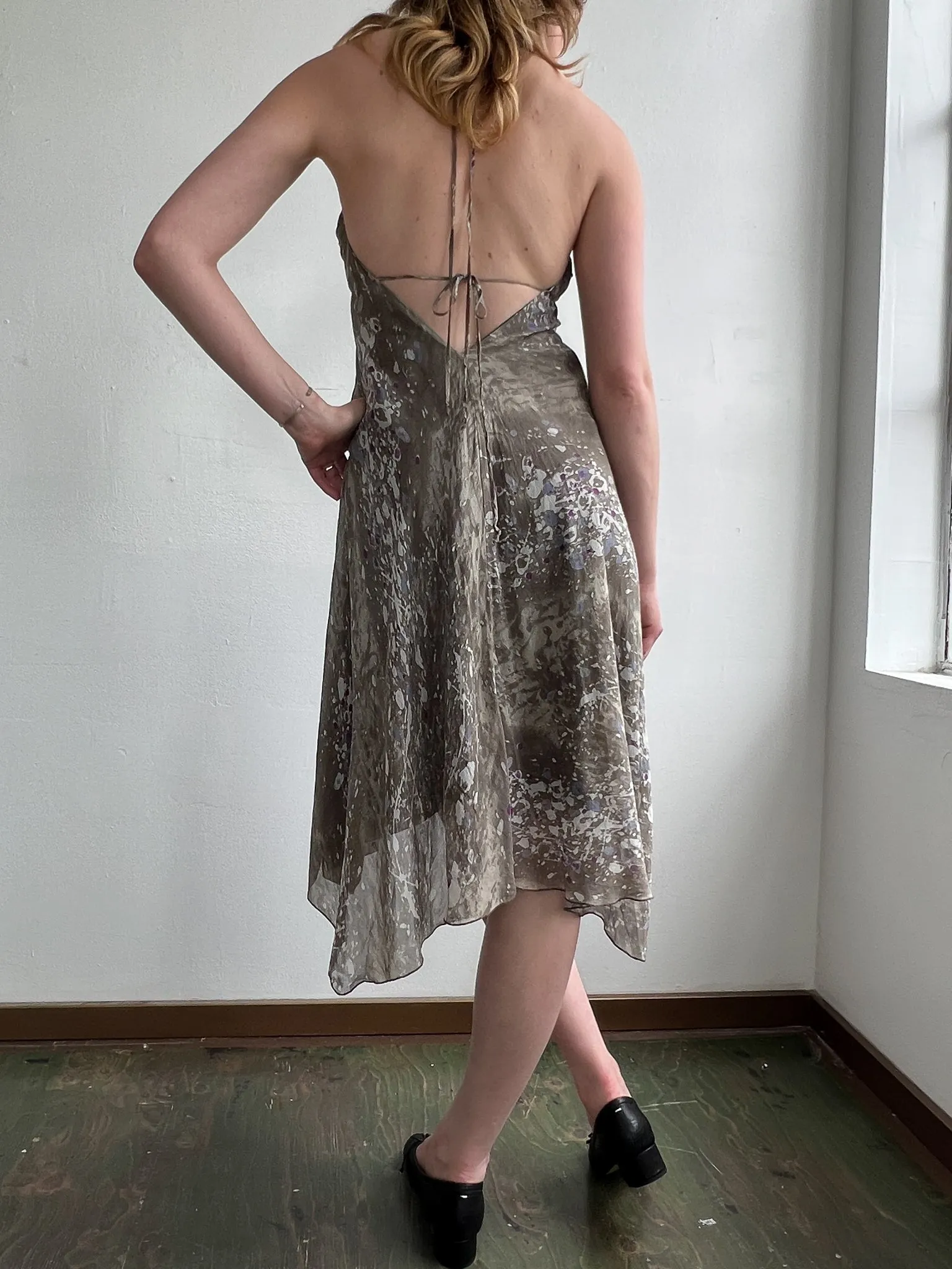 Gray Silk Handkerchief Dress (M)