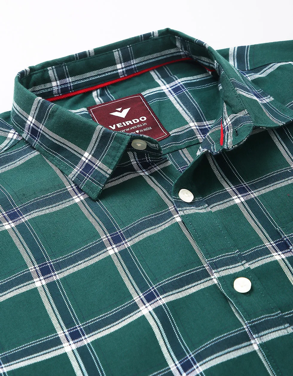 Green Checks Printed Shirt