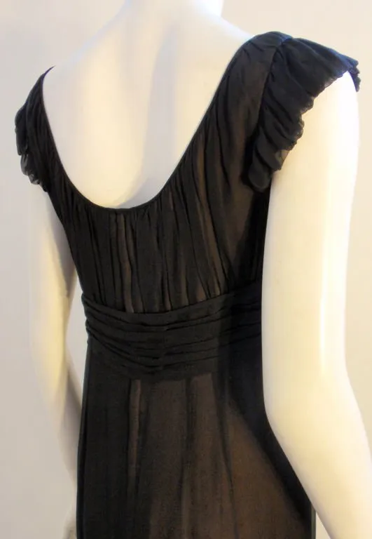 HELEN ROSE 1950s Black Long Chiffon Gown