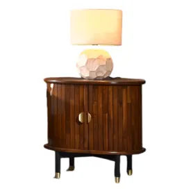 Inception Bedside Cabinet L550 x W400 x H550mm Dark Walnut & Black