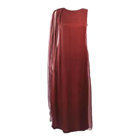 JAMES GALANOS 1970s Brown Silk Chiffon Draped Gown Size 4-6