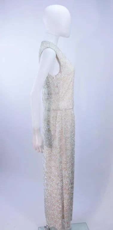 JEWELS Vintage 1950s Iridescent Beaded Gown Wedding Size 8-12