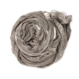 La Fiorentina Knitted Oversized Shawl with Double Trim - Cashmere/Silk Blend - Hand Painted - Taupe