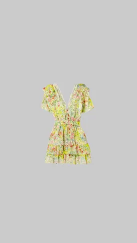 LoveShackFancy Aldina Tiered Floral-Print Ruffle Dress