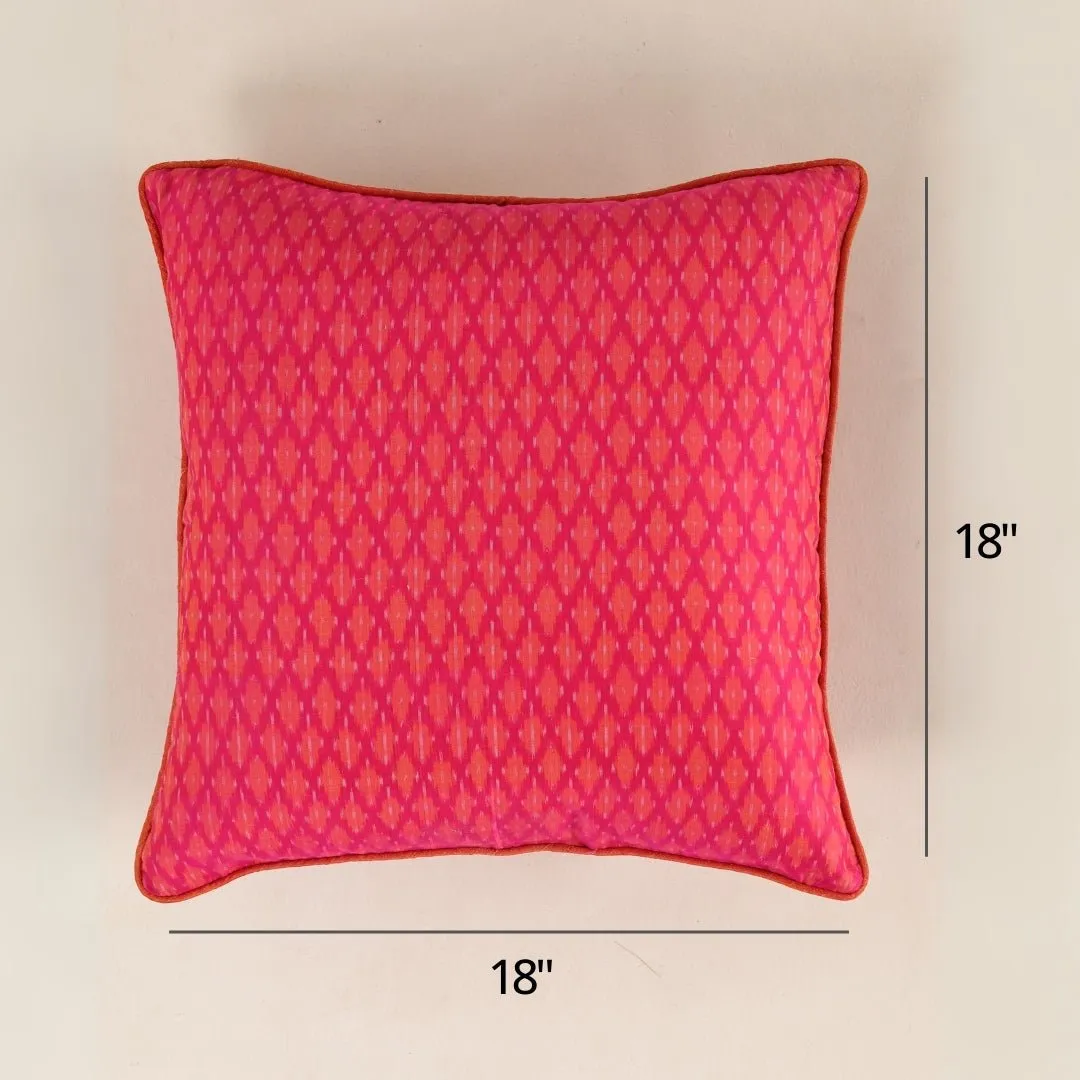 Magenta Square Cushion Cover In Silk & Cotton | 18" x 18" | Handmade In India