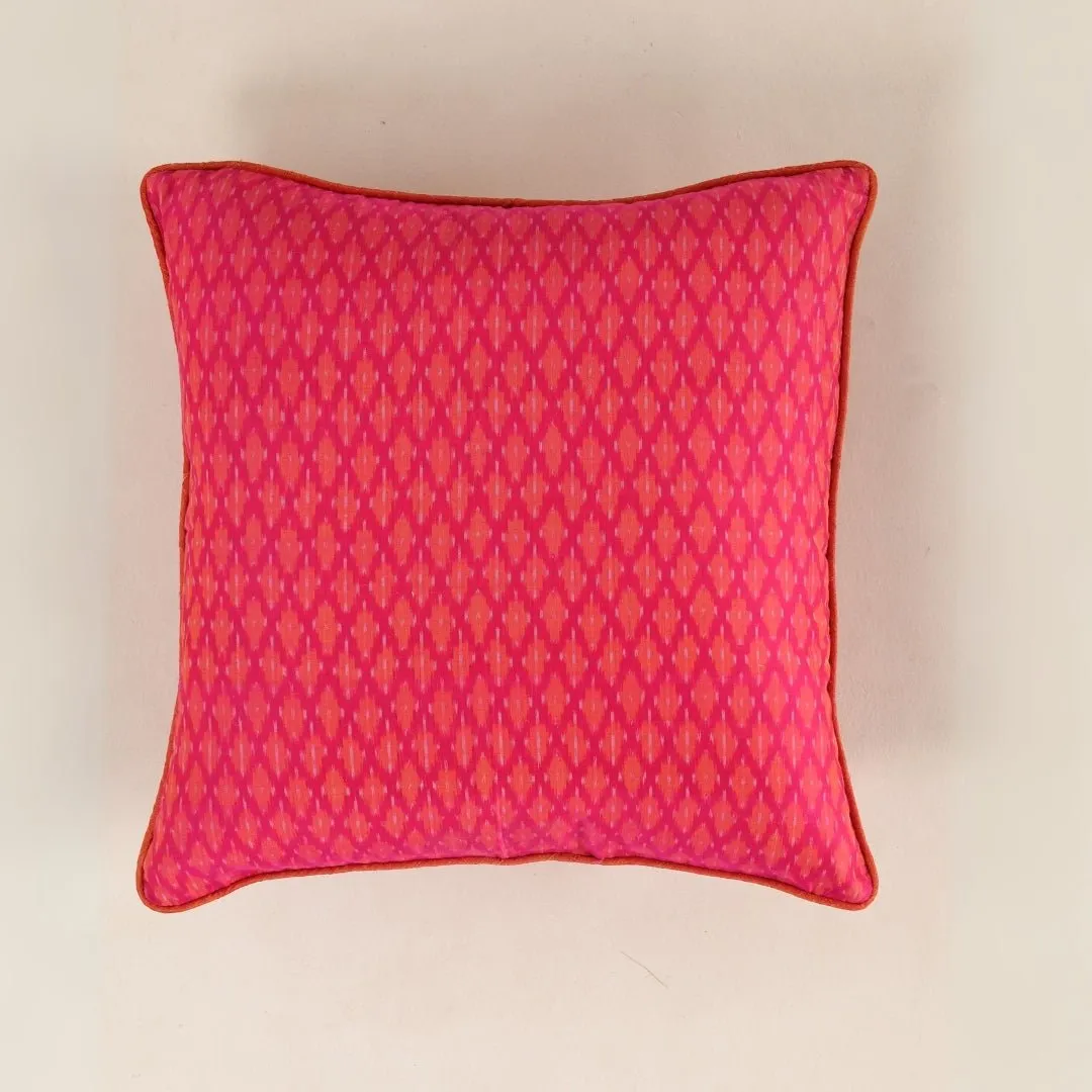 Magenta Square Cushion Cover In Silk & Cotton | 18" x 18" | Handmade In India