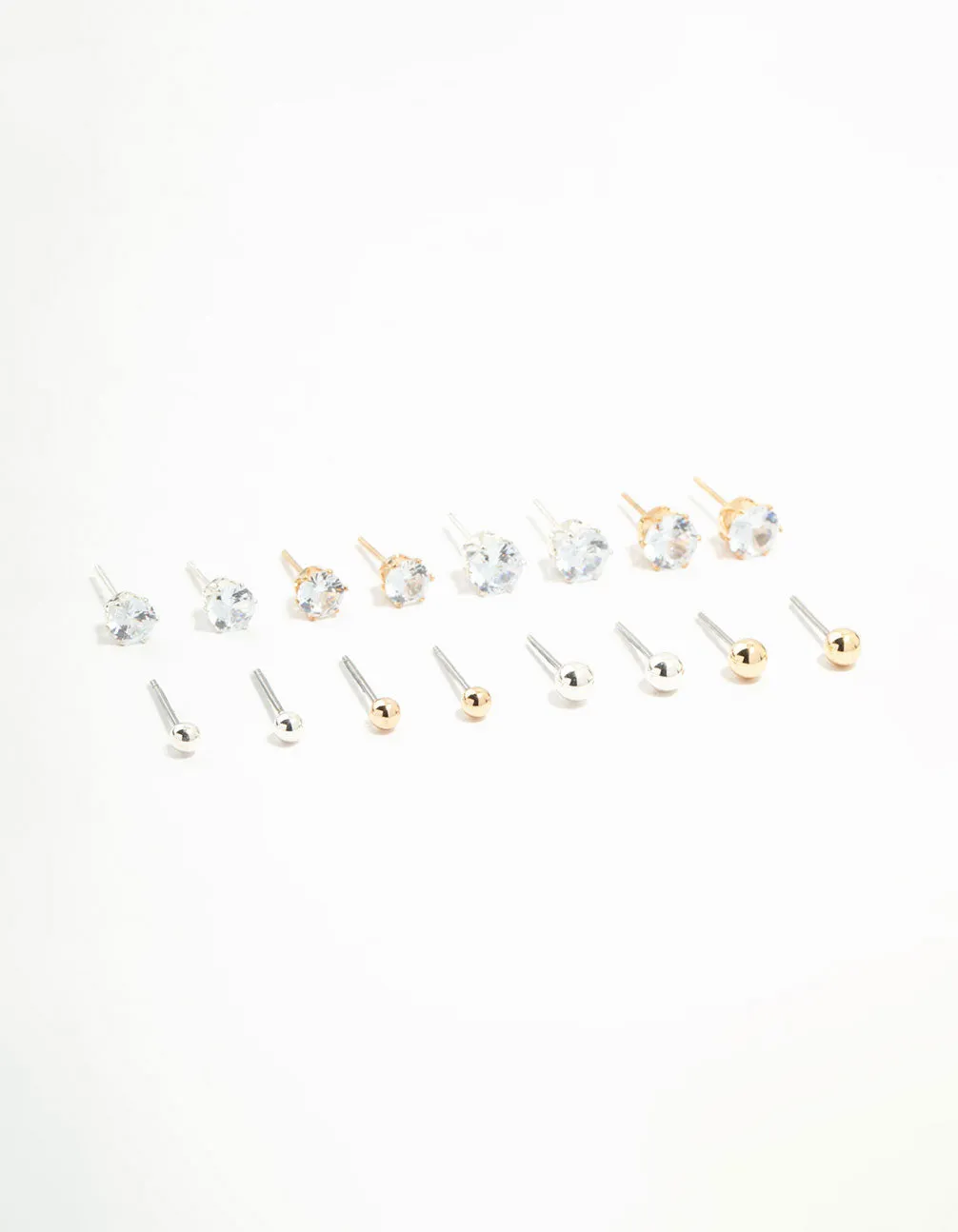 Mixed Metals Classic Stud Earrings 8-Pack