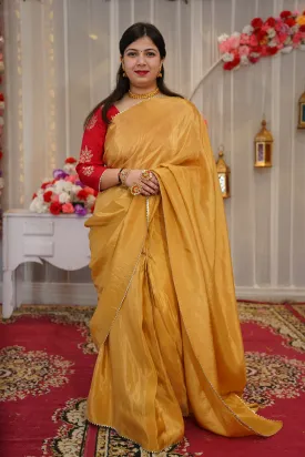 Molten Gold Pre-Draped Silk Saree with Blouse