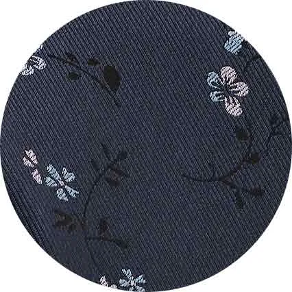 Navy Flower Pattern Silk Tie