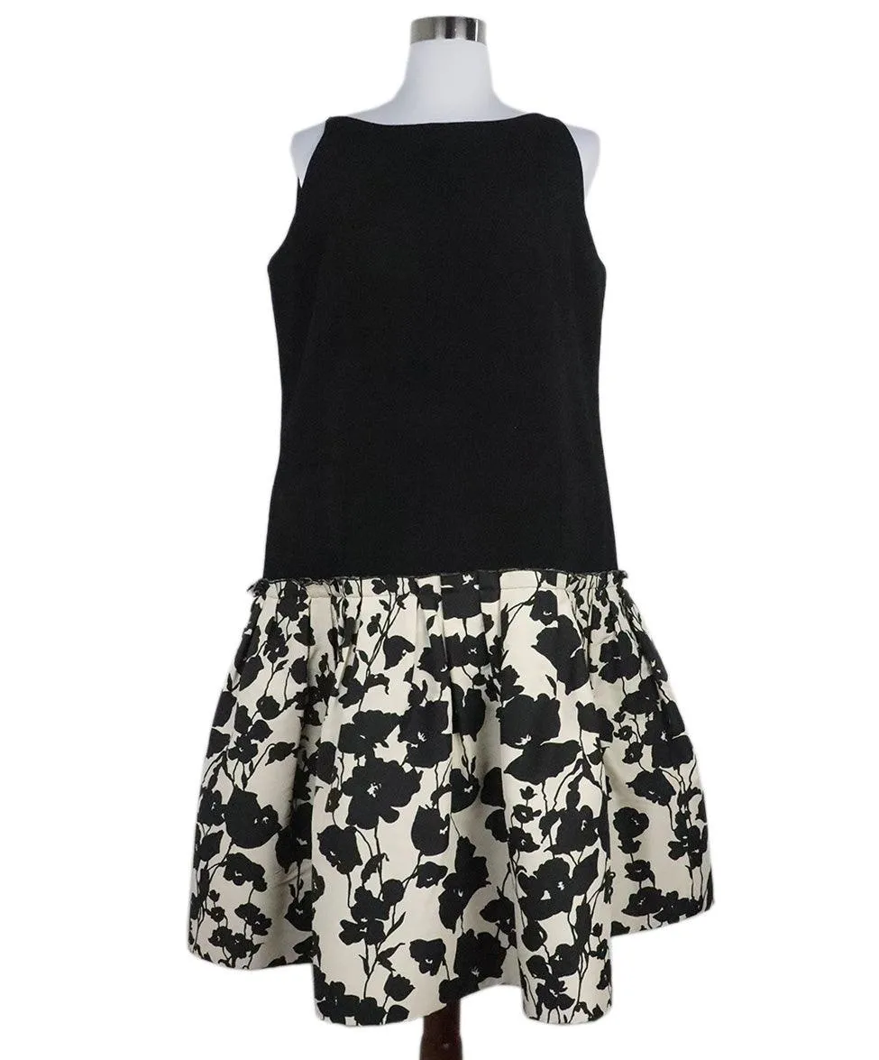 Oscar De La Renta Black & Ivory Floral Dress sz 14