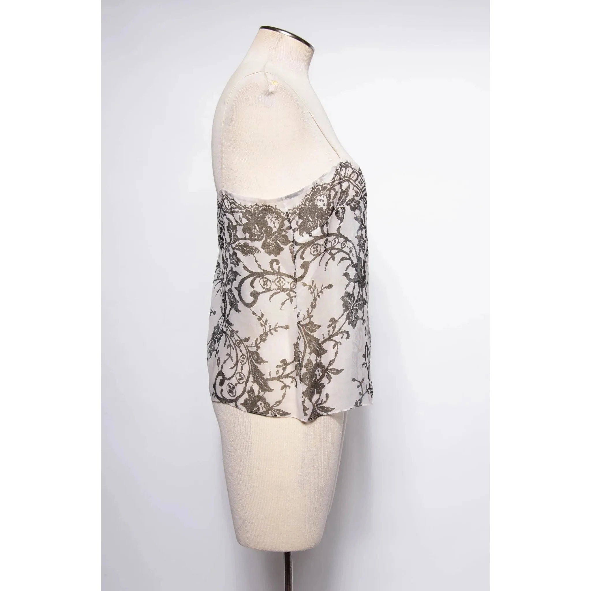 OSCAR DE LA RENTA Modern Black and White Paisley Printed Tank Top