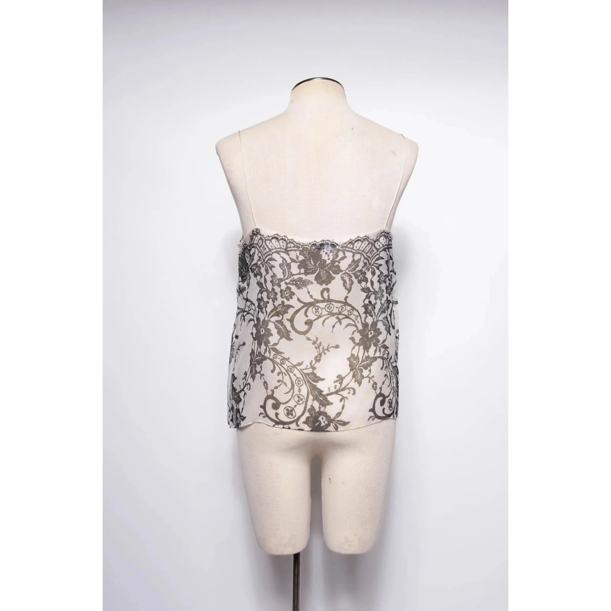 OSCAR DE LA RENTA Modern Black and White Paisley Printed Tank Top