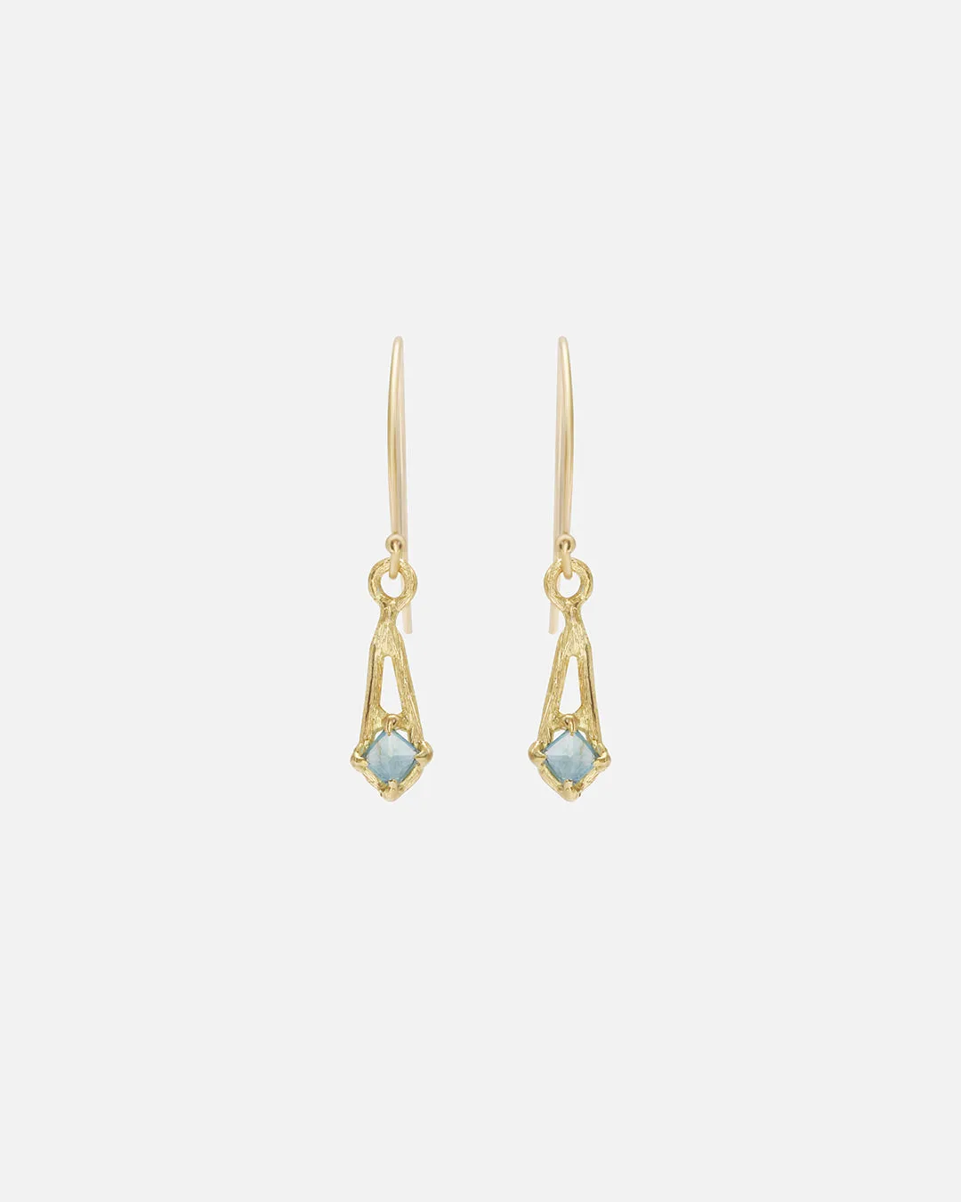 Silk / Pyramid Blue Sapphire Earrings